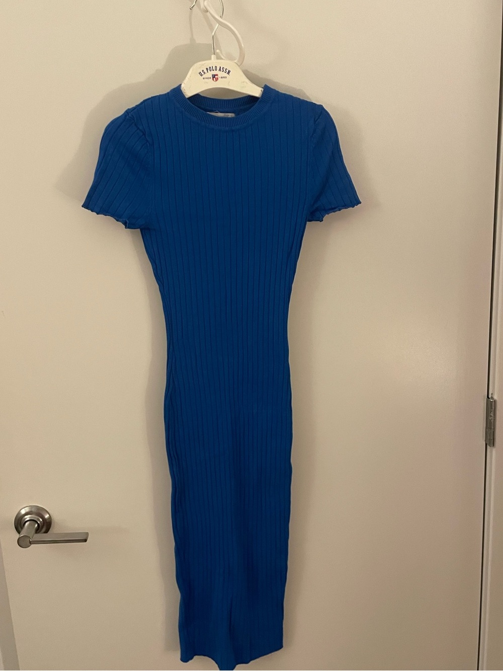Primark Ribbed Short-Sleeve Midi Dress - Blue